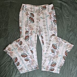 Charlotte Russe Boot Cut Pants - Pink Floral Pattern